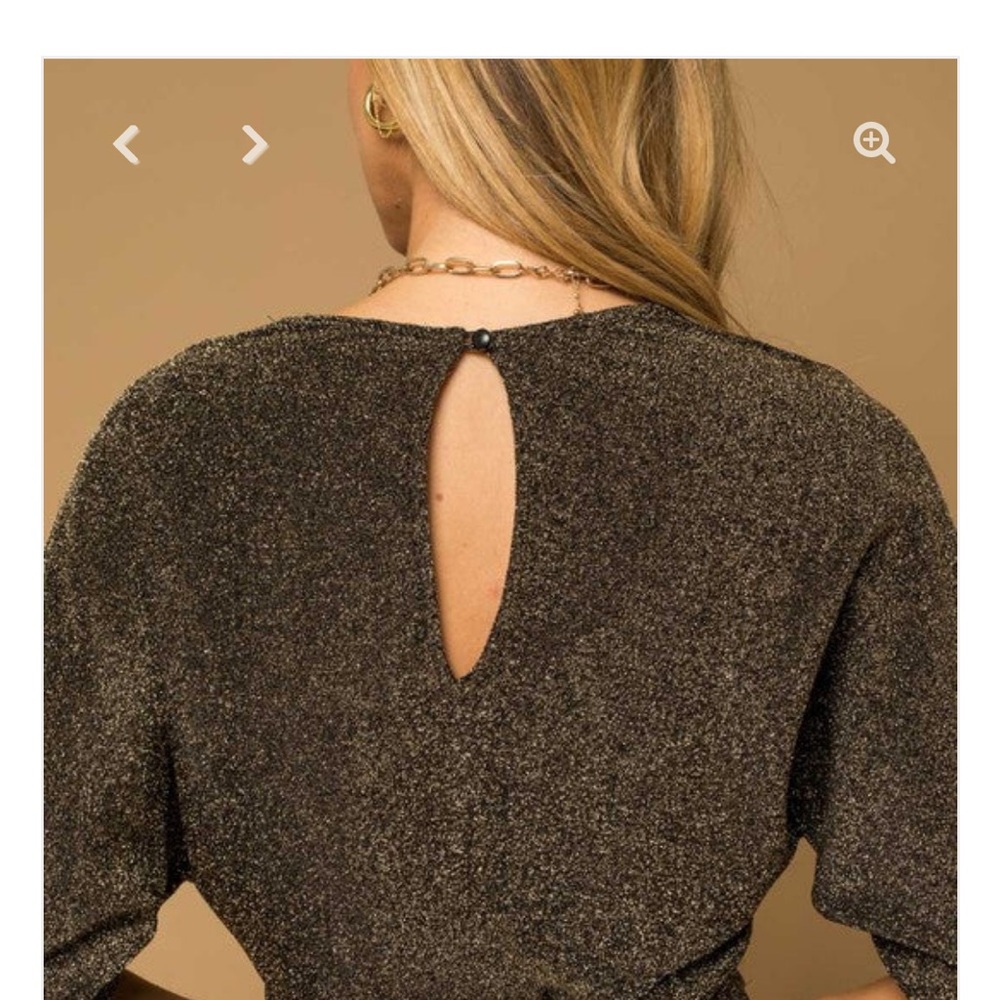 Gold Metallic Twist Front Romper - Picture 3 of 4